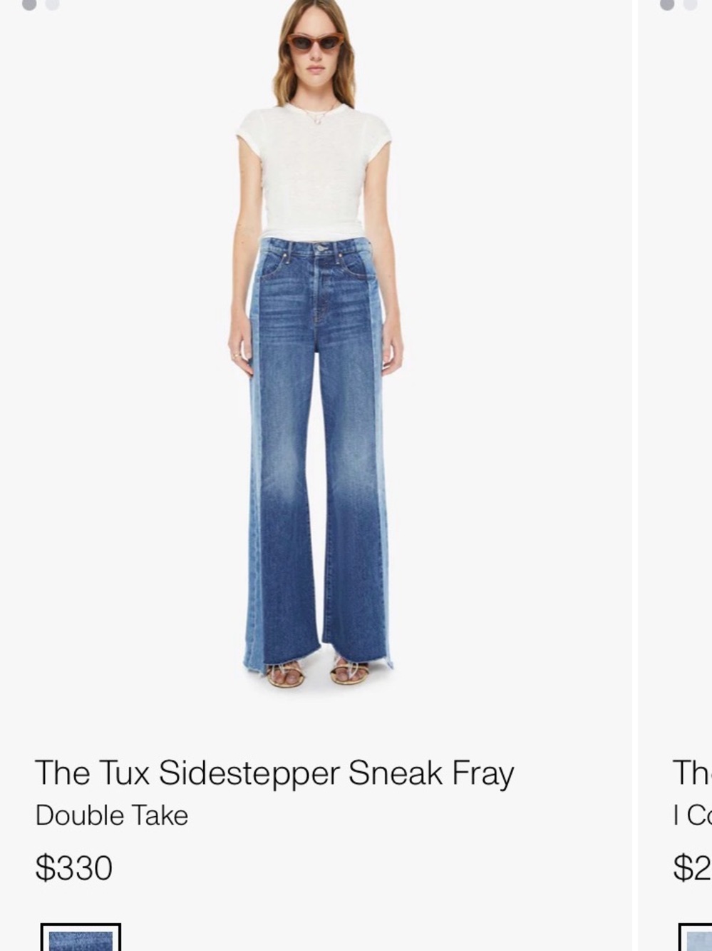 MOTHER The Tux Sidestepper Wide-Leg Jeans - Two-Tone Blue